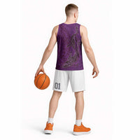 Hawaiian Whales Polynesian Art Motifs Basketball Jersey Purple Color - Polynesian Pride