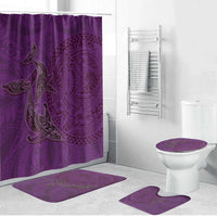 Hawaiian Whales Polynesian Art Motifs Bathroom Set Purple Color - Polynesian Pride