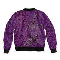 Hawaiian Whales Polynesian Art Motifs Bomber Jacket Purple Color - Polynesian Pride