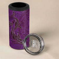 Hawaiian Whales Polynesian Art Motifs 4 in 1 Can Cooler Tumbler Purple Color - Polynesian Pride