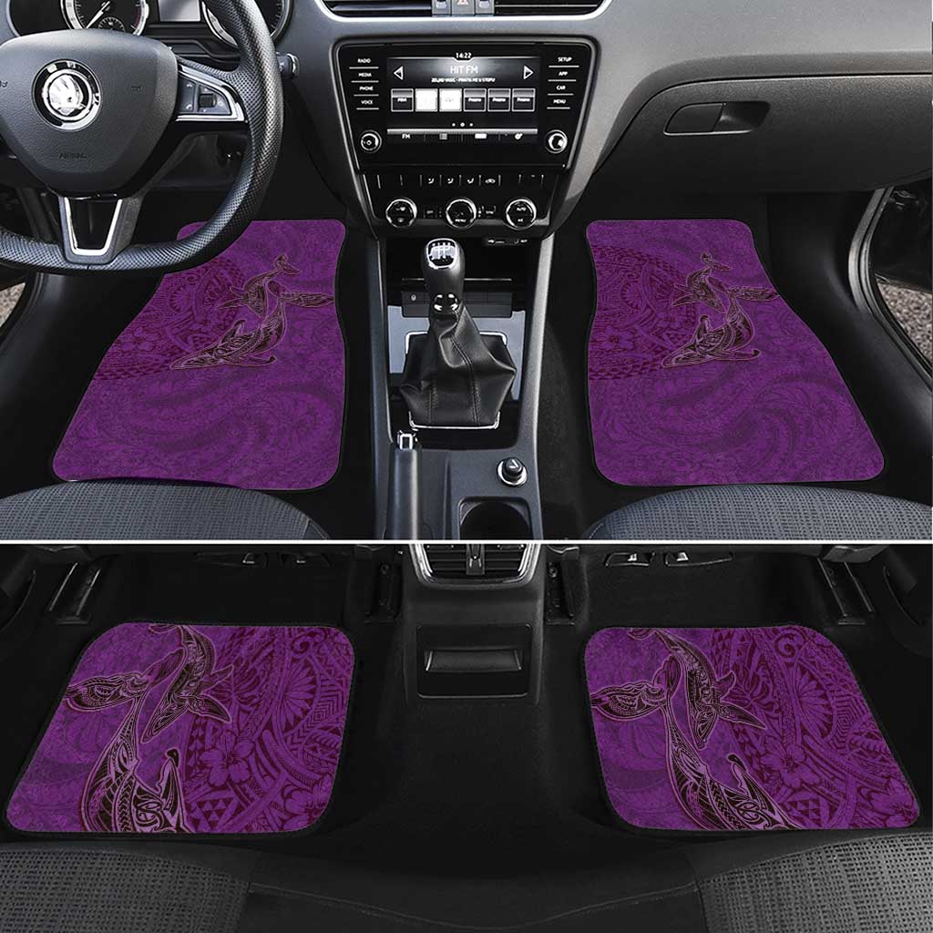 Hawaiian Whales Polynesian Art Motifs Car Mats Purple Color - Polynesian Pride