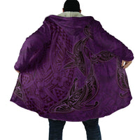Hawaiian Whales Polynesian Art Motifs Cloak Purple Color - Polynesian Pride