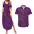 Hawaiian Whales Polynesian Art Motifs Couples Matching Summer Maxi Dress and Hawaiian Shirt Purple Color - Polynesian Pride