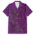 Hawaiian Whales Polynesian Art Motifs Family Matching Off Shoulder Short Dress and Hawaiian Shirt Purple Color - Polynesian Pride