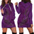 Hawaiian Whales Polynesian Art Motifs Hoodie Dress Purple Color - Polynesian Pride