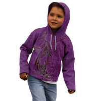 Hawaiian Whales Polynesian Art Motifs Kid Hoodie Purple Color - Polynesian Pride