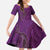 Hawaiian Whales Polynesian Art Motifs Kid Short Sleeve Dress Purple Color - Polynesian Pride