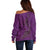 Hawaiian Whales Polynesian Art Motifs Off Shoulder Sweater Purple Color - Polynesian Pride