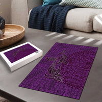 Hawaiian Whales Polynesian Art Motifs Puzzle Purple Color - Polynesian Pride