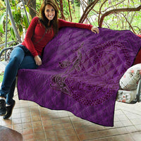 Hawaiian Whales Polynesian Art Motifs Quilt Purple Color - Polynesian Pride