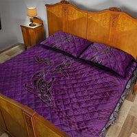 Hawaiian Whales Polynesian Art Motifs Quilt Bed Set Purple Color - Polynesian Pride