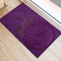 Hawaiian Whales Polynesian Art Motifs Rubber Doormat Purple Color - Polynesian Pride