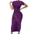 Hawaiian Whales Polynesian Art Motifs Short Sleeve Bodycon Dress Purple Color - Polynesian Pride