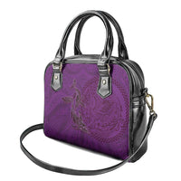 Hawaiian Whales Polynesian Art Motifs Shoulder Handbag Purple Color - Polynesian Pride