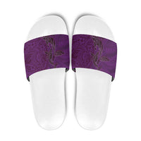 Hawaiian Whales Polynesian Art Motifs Slide Sandals Purple Color - Polynesian Pride