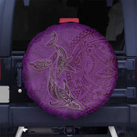 Hawaiian Whales Polynesian Art Motifs Spare Tire Cover Purple Color - Polynesian Pride