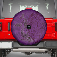 Hawaiian Whales Polynesian Art Motifs Spare Tire Cover Purple Color - Polynesian Pride