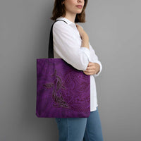 Hawaiian Whales Polynesian Art Motifs Tote Bag Purple Color - Polynesian Pride