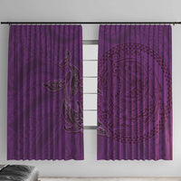 Hawaiian Whales Polynesian Art Motifs Window Curtain Purple Color - Polynesian Pride
