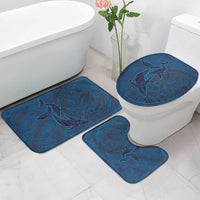 Hawaiian Whales Polynesian Art Motifs Bathroom Set Blue Color - Polynesian Pride