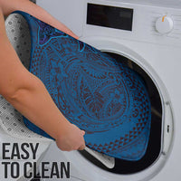 Hawaiian Whales Polynesian Art Motifs Bathroom Set Blue Color - Polynesian Pride