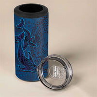 Hawaiian Whales Polynesian Art Motifs 4 in 1 Can Cooler Tumbler Blue Color - Polynesian Pride