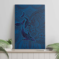 Hawaiian Whales Polynesian Art Motifs Canvas Wall Art Blue Color - Polynesian Pride