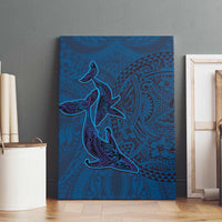 Hawaiian Whales Polynesian Art Motifs Canvas Wall Art Blue Color - Polynesian Pride