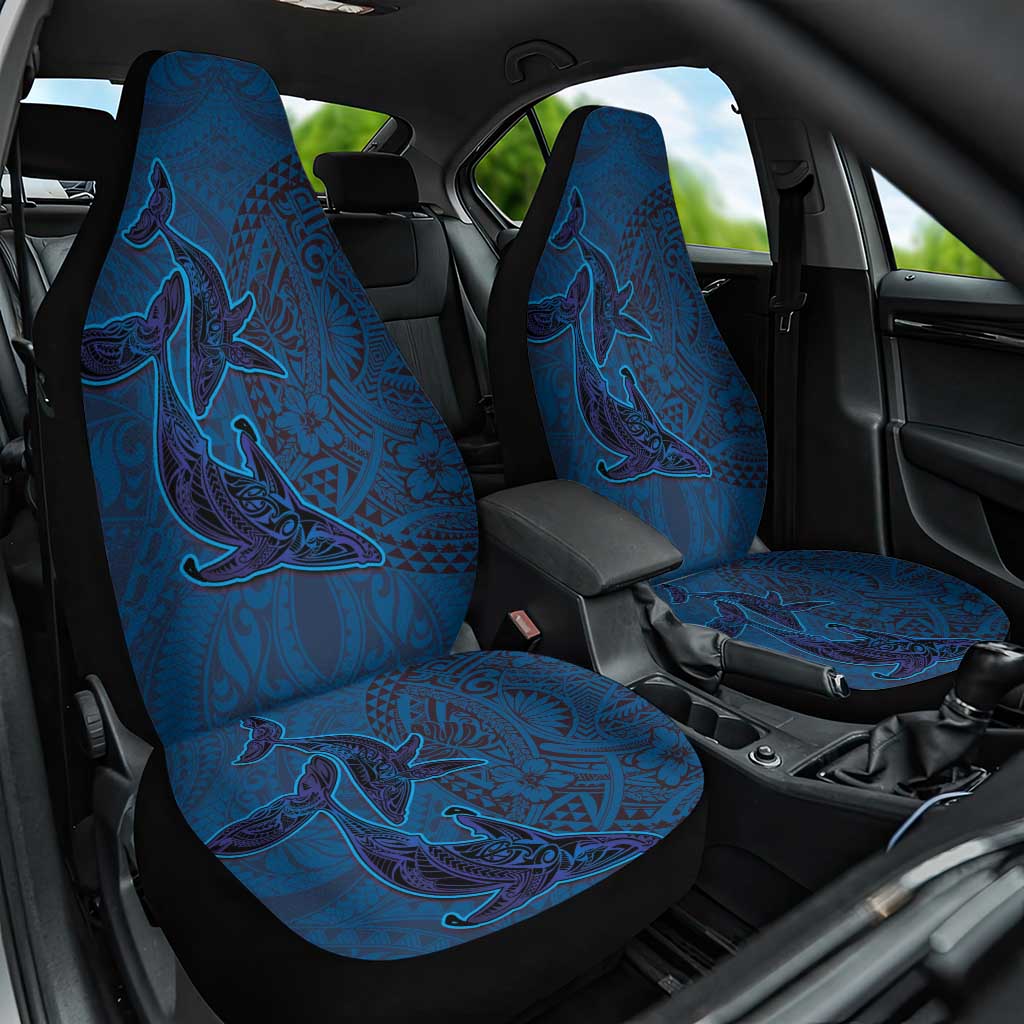 Hawaiian Whales Polynesian Art Motifs Car Seat Cover Blue Color - Polynesian Pride
