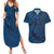 Hawaiian Whales Polynesian Art Motifs Couples Matching Summer Maxi Dress and Hawaiian Shirt Blue Color - Polynesian Pride