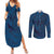 Hawaiian Whales Polynesian Art Motifs Couples Matching Summer Maxi Dress and Long Sleeve Button Shirt Blue Color - Polynesian Pride