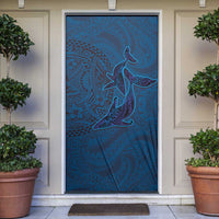 Hawaiian Whales Polynesian Art Motifs Door Cover Blue Color - Polynesian Pride