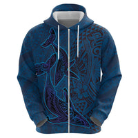 Hawaiian Whales Polynesian Art Motifs Hoodie Blue Color - Polynesian Pride
