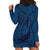 Hawaiian Whales Polynesian Art Motifs Hoodie Dress Blue Color - Polynesian Pride