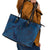 Hawaiian Whales Polynesian Art Motifs Leather Tote Bag Blue Color - Polynesian Pride