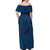 Hawaiian Whales Polynesian Art Motifs Off Shoulder Maxi Dress Blue Color - Polynesian Pride