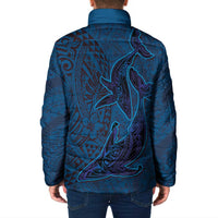 Hawaiian Whales Polynesian Art Motifs Padded Jacket Blue Color - Polynesian Pride