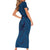 Hawaiian Whales Polynesian Art Motifs Short Sleeve Bodycon Dress Blue Color - Polynesian Pride