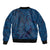 Hawaiian Whales Polynesian Art Motifs Sleeve Zip Bomber Jacket Blue Color - Polynesian Pride
