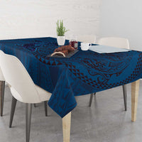 Hawaiian Whales Polynesian Art Motifs Tablecloth Blue Color - Polynesian Pride
