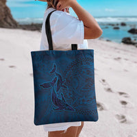 Hawaiian Whales Polynesian Art Motifs Tote Bag Blue Color - Polynesian Pride
