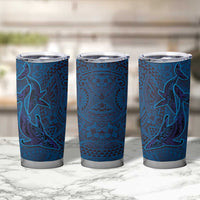 Hawaiian Whales Polynesian Art Motifs Tumbler Cup Blue Color - Polynesian Pride
