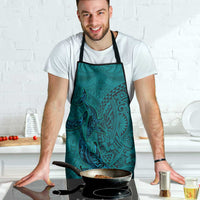 Hawaiian Whales Polynesian Art Motifs Apron Turquoise Color - Polynesian Pride