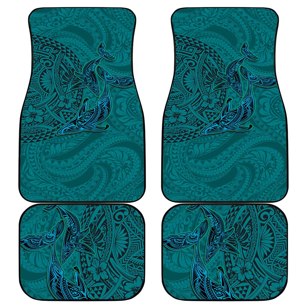 Hawaiian Whales Polynesian Art Motifs Car Mats Turquoise Color - Polynesian Pride