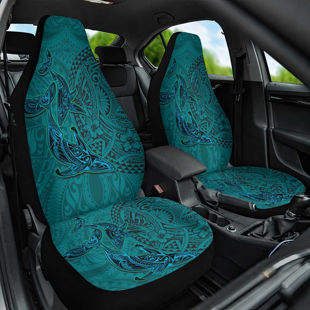Hawaiian Whales Polynesian Art Motifs Car Seat Cover Turquoise Color - Polynesian Pride