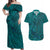 Hawaiian Whales Polynesian Art Motifs Couples Matching Off Shoulder Maxi Dress and Hawaiian Shirt Turquoise Color - Polynesian Pride