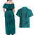 Hawaiian Whales Polynesian Art Motifs Couples Matching Off Shoulder Maxi Dress and Hawaiian Shirt Turquoise Color - Polynesian Pride