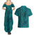 Hawaiian Whales Polynesian Art Motifs Couples Matching Summer Maxi Dress and Hawaiian Shirt Turquoise Color - Polynesian Pride