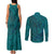 Hawaiian Whales Polynesian Art Motifs Couples Matching Tank Maxi Dress and Long Sleeve Button Shirt Turquoise Color - Polynesian Pride