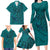 Hawaiian Whales Polynesian Art Motifs Family Matching Long Sleeve Bodycon Dress and Hawaiian Shirt Turquoise Color - Polynesian Pride